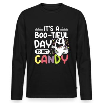 It's a boo-tiful day to get candy - Men's Premium Organic Long Sleeve Shirt - black - Front - Nico (187cm)