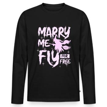 Marry me fly for free witch halloween - Männer Premium Bio Langarmshirt - Schwarz - Vorne - Nico (187cm)