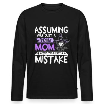 Friendly mom halloween saying - Men's Premium Organic Long Sleeve Shirt - black - Front - Nico (187cm)