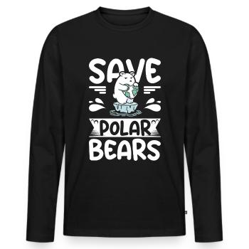 Save polar bears - Men's Premium Organic Long Sleeve Shirt - black - Front - Nico (187cm)