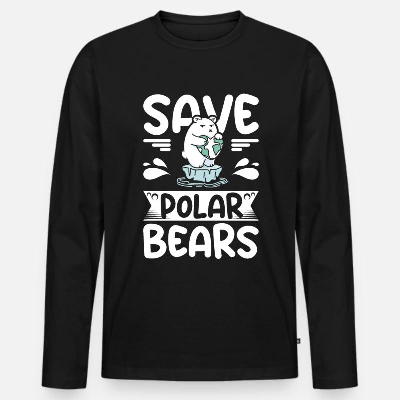 Save polar bears - Männer Premium Bio Langarmshirt - Schwarz