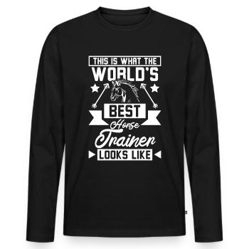 The world's best horse trainer - Männer Premium Bio Langarmshirt - Schwarz - Vorne - Nico (187cm)