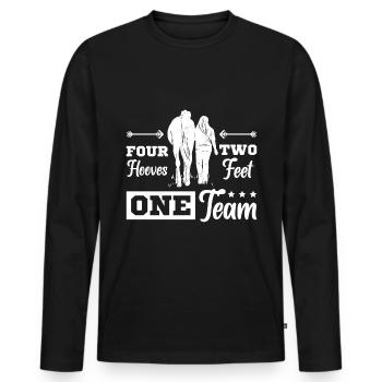 Four hooves two feet one team - Männer Premium Bio Langarmshirt - Schwarz - Vorne - Nico (187cm)