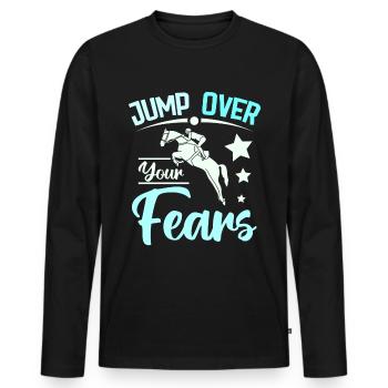 Jump over your fears horse riding - Männer Premium Bio Langarmshirt - Schwarz - Vorne - Nico (187cm)