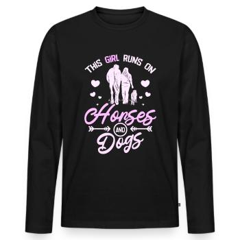This girl runs on horses and dogs - Men's Premium Organic Long Sleeve Shirt - black - Front - Nico (187cm)
