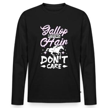 Gallop riding hair don't care - Männer Premium Bio Langarmshirt - Schwarz - Vorne - Nico (187cm)
