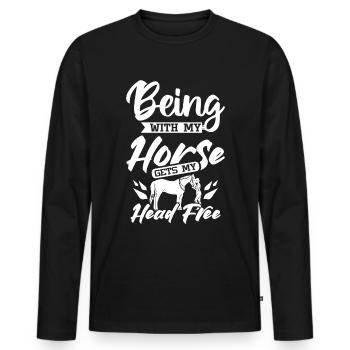 Being with my horse gets my head free - Men's Premium Organic Long Sleeve Shirt - black - Front - Nico (187cm)