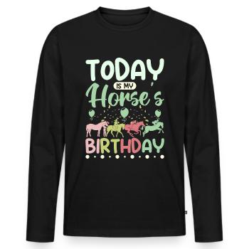 Today is my horse's birthday - Männer Premium Bio Langarmshirt - Schwarz - Vorne - Nico (187cm)
