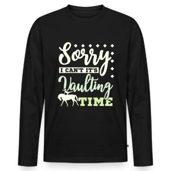 Désolé, je ne peux pas, c’est l’heure du saut en chambre forte - T-shirt manches longues Premium bio Homme - noir - Devant - Nico (187cm)