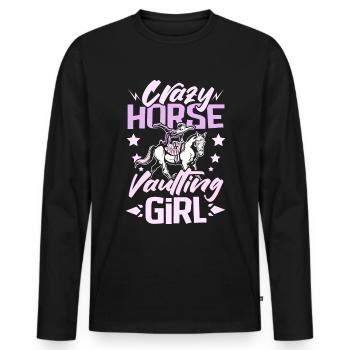 Fille folle de saut de chevaux - T-shirt manches longues Premium bio Homme - noir - Devant - Nico (187cm)