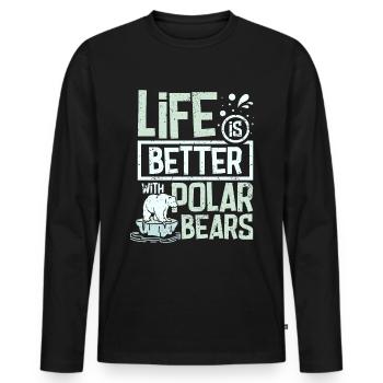 Life is better with polar bears - Männer Premium Bio Langarmshirt - Schwarz - Vorne - Nico (187cm)