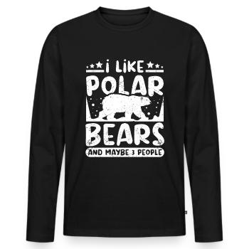 I like polar bears and maybe 3 people - Männer Premium Bio Langarmshirt - Schwarz - Vorne - Nico (187cm)