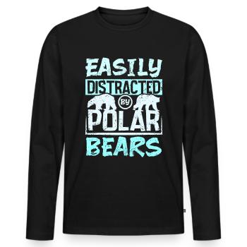 Easily distracted by polar bears - Männer Premium Bio Langarmshirt - Schwarz - Vorne - Nico (187cm)