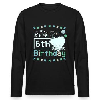 Polar bear 6 years old it's my 6th birthday - Männer Premium Bio Langarmshirt - Schwarz - Vorne - Nico (187cm)