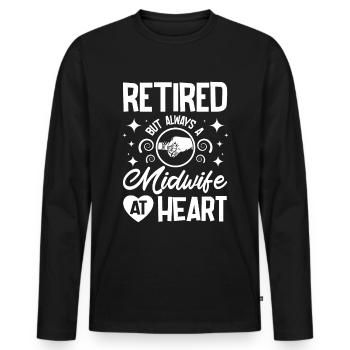 Retraitée mais toujours sage-femme dans l’âme - T-shirt manches longues Premium bio Homme - noir - Devant - Nico (187cm)