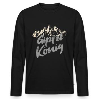 Alpinisme Montagnes Peak King - T-shirt manches longues Premium bio Homme - noir - Devant - Nico (187cm)
