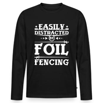 Easily distracted by foil-fencing - Men's Premium Organic Long Sleeve Shirt - black - Front - Nico (187cm)