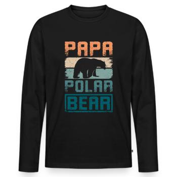 Father Dad Papa polar bear - Männer Premium Bio Langarmshirt - Schwarz - Vorne - Nico (187cm)