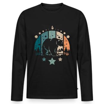 Retro Vintage Forest Polar Bear - Männer Premium Bio Langarmshirt - Schwarz - Vorne - Nico (187cm)