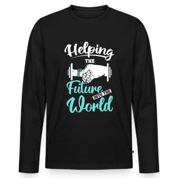 Aider l’avenir dans le monde - T-shirt manches longues Premium bio Homme - noir - Devant - Nico (187cm)