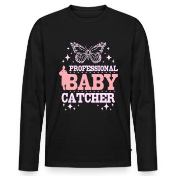 Attrape-bébé professionnel - T-shirt manches longues Premium bio Homme - noir - Devant - Nico (187cm)