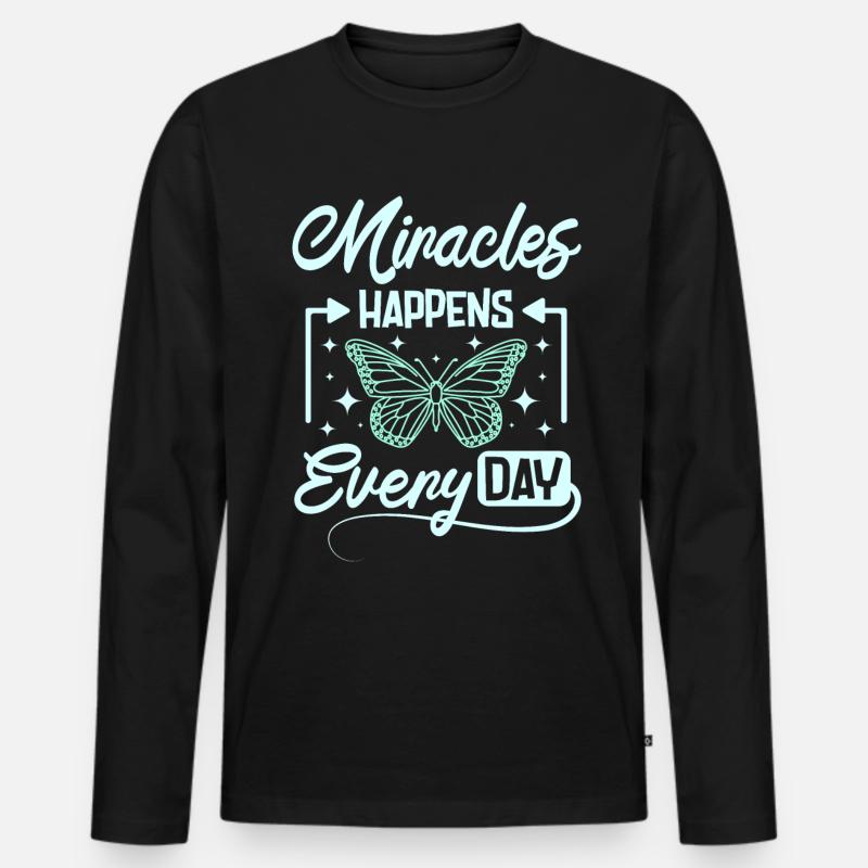 Miracles happens every day - Männer Premium Bio Langarmshirt - Schwarz