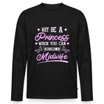 Pourquoi être une princesse quand vous pouvez devenir sage-femme - T-shirt manches longues Premium bio Homme - noir - Devant - Nico (187cm)