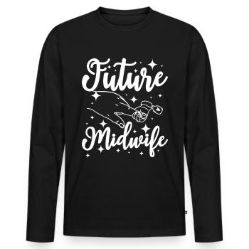 Future sage-femme - T-shirt manches longues Premium bio Homme - noir - Devant - Nico (187cm)