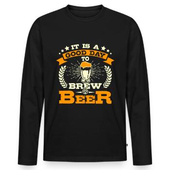 It's a good day to brew beer - Männer Premium Bio Langarmshirt - Schwarz - Vorne - Nico (187cm)