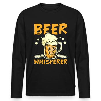 Beer Whisperer - Men's Premium Organic Long Sleeve Shirt - black - Front - Nico (187cm)