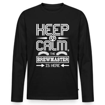 Keep calm the brewmaster is here - Men's Premium Organic Long Sleeve Shirt - black - Front - Nico (187cm)