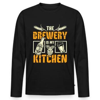 La brasserie est ma cuisine - T-shirt manches longues Premium bio Homme - noir - Devant - Nico (187cm)
