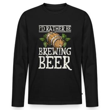 I'd rather be brewing beer - Men's Premium Organic Long Sleeve Shirt - black - Front - Nico (187cm)