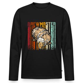 Retro Vintage Brewmaster - Männer Premium Bio Langarmshirt - Schwarz - Vorne - Nico (187cm)