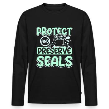 Protect and preserve seals - Männer Premium Bio Langarmshirt - Schwarz - Vorne - Nico (187cm)