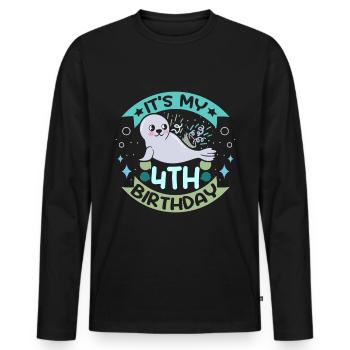 Baby seal 4 years old its my 4th birthday - Männer Premium Bio Langarmshirt - Schwarz - Vorne - Nico (187cm)
