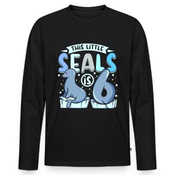 6 years old this little seal is 6th birthday - Männer Premium Bio Langarmshirt - Schwarz - Vorne - Nico (187cm)