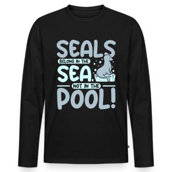 Seals belong in the sea not in the pool - Männer Premium Bio Langarmshirt - Schwarz - Vorne - Nico (187cm)