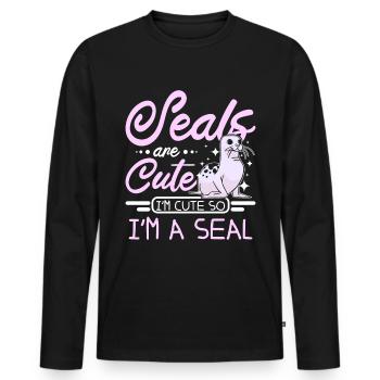 Seals are cute I'm cute so I'm a seal - Männer Premium Bio Langarmshirt - Schwarz - Vorne - Nico (187cm)