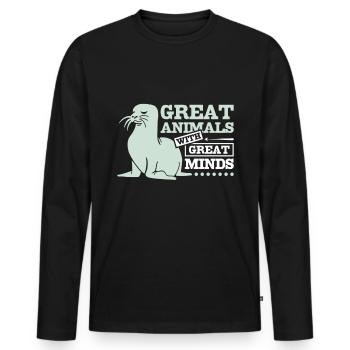 Great animals with great minds seals - Männer Premium Bio Langarmshirt - Schwarz - Vorne - Nico (187cm)