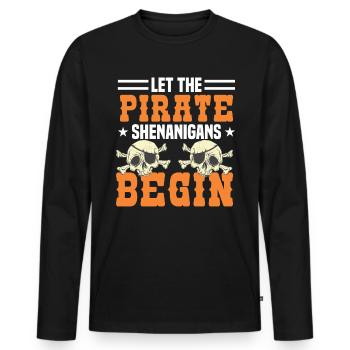 Corsaire de partie de crâne de pirate enfants - T-shirt manches longues Premium bio Homme - noir - Devant - Nico (187cm)