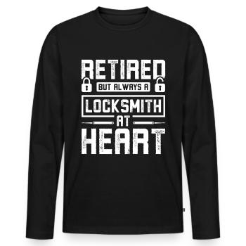 Retired but always a locksmith at heart - Men's Premium Organic Long Sleeve Shirt - black - Front - Nico (187cm)