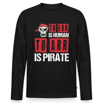Corsaire de partie de crâne de pirate enfants - T-shirt manches longues Premium bio Homme - noir - Devant - Nico (187cm)