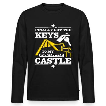 Finally got the keys to my own little castle - Men's Premium Organic Long Sleeve Shirt - black - Front - Nico (187cm)