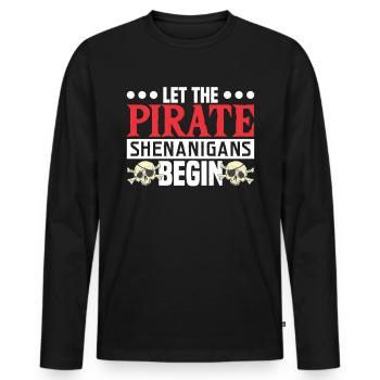 Corsaire de partie de crâne de pirate enfants - T-shirt manches longues Premium bio Homme - noir - Devant - Nico (187cm)