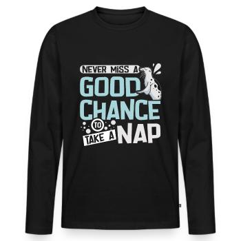 Never miss a good chance to take a nap seal - Männer Premium Bio Langarmshirt - Schwarz - Vorne - Nico (187cm)