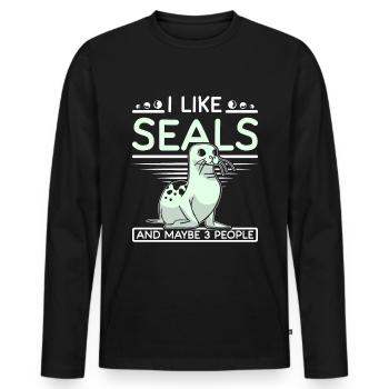 I like seals and maybe 3 people - Männer Premium Bio Langarmshirt - Schwarz - Vorne - Nico (187cm)