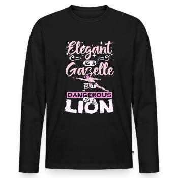 Elegant as a gazelle dangerous as a lion fencing - Men's Premium Organic Long Sleeve Shirt - black - Front - Nico (187cm)