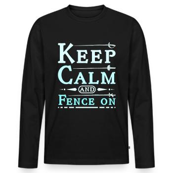Keep calm and fence on - Men's Premium Organic Long Sleeve Shirt - black - Front - Nico (187cm)