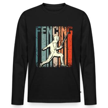 Retro Vintage Fencing - Men's Premium Organic Long Sleeve Shirt - black - Front - Nico (187cm)